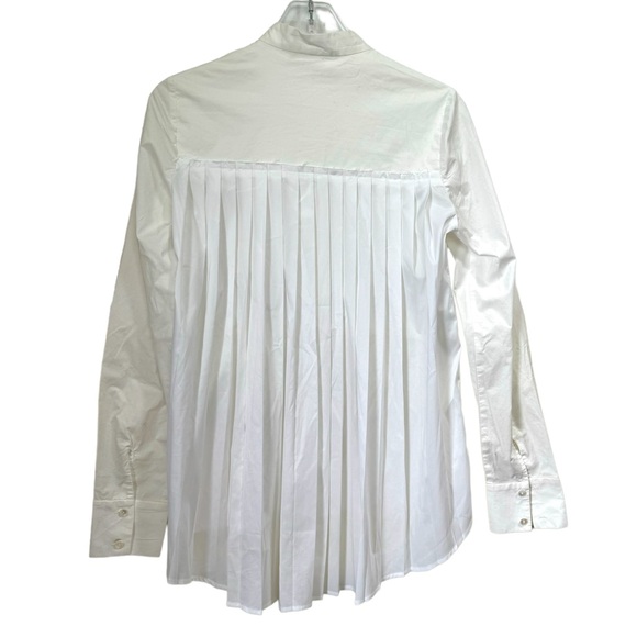 Derek Lam 10 Cotton Back Pleated Oversized Button Shirt Logo Embroidered Top S - Picture 3 of 16